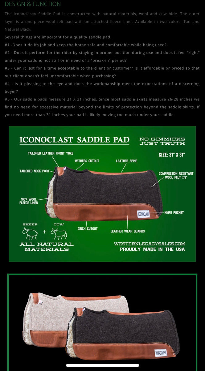 Iconoclast Horse Saddle Pad